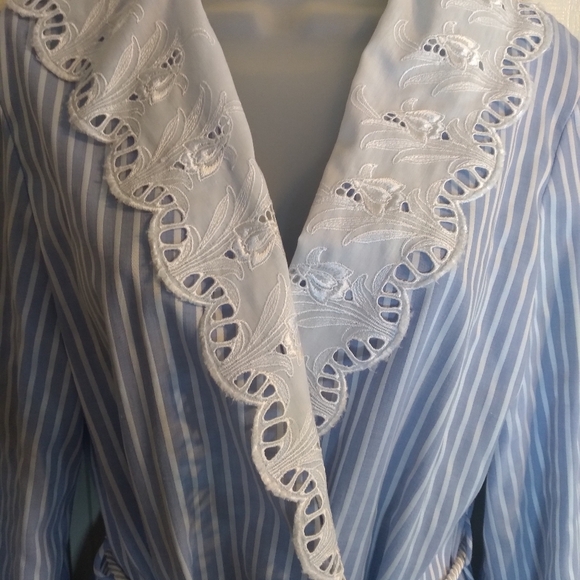 Alice Maloof robe Blue White Stripes Rope belt Sz L - Picture 11 of 11